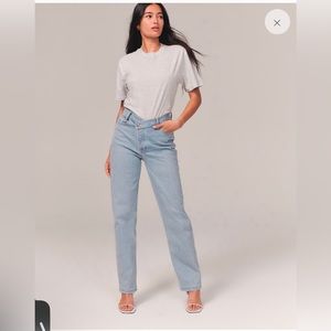 Abercrombie high rise dad jean cross cross waist band